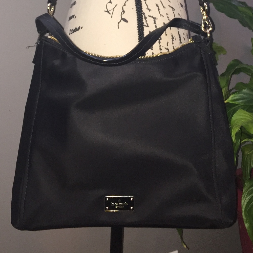 Kate Spade Black Sateen Handbag w/detachable strap